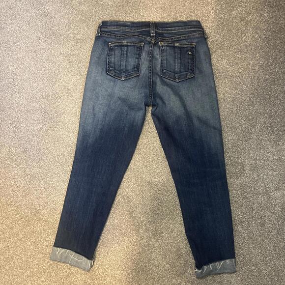 Rag & Bone “Preston” Jeans Size 25 X 20.5” Raw Hem Cuff Dark‎ Wash Distressed - Picture 7 of 9